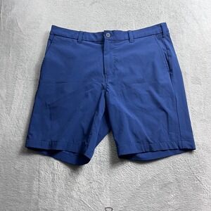 Mizzen+Main Helmsman Blue Performance Golf Shorts Mens 34W 8L Stretch Chino